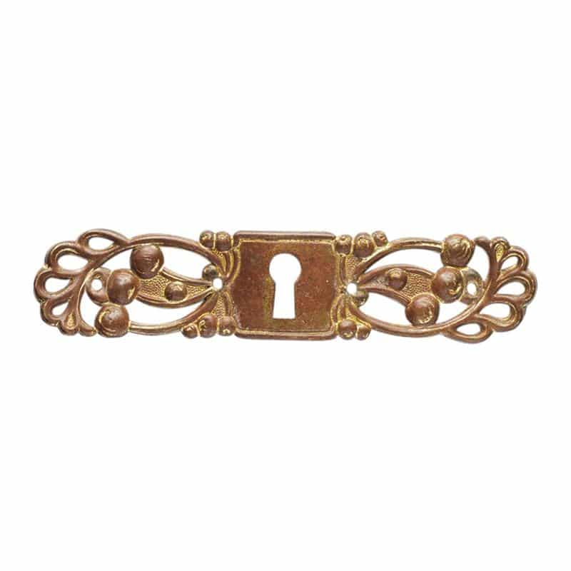 Schubladenbeschlag antik floral Messing Schlüsselblende 18