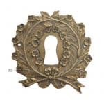 Bronze Schlüsselrosette Möbel antik Schlüsselschild Möbelbeschlag floral