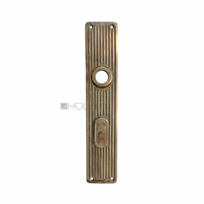 Langschild Art Deco 1920er Messing Streifen alt Türdrücker Türklinke 16.5 mm 70