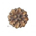 Möbel Rosette antik Möbelbeschlag Eichelaub Messingblech alt 33 mm