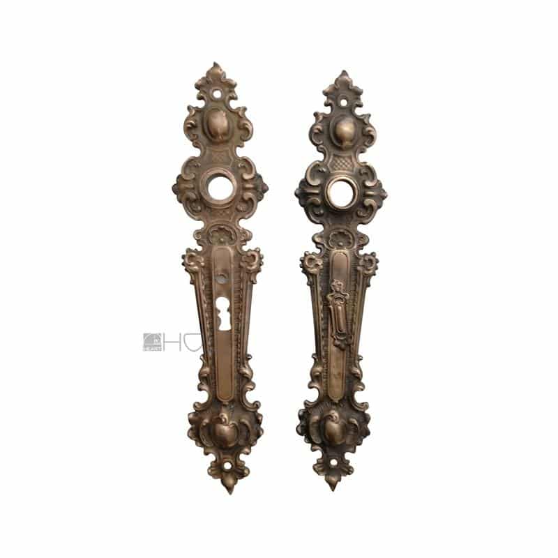 Langschilder antik Neo Barock Messing alt Türdrücker Türklinke 16.3 mm 78 Langschilder antik Neo Barock Messing alt Türdrücker Türklinke 16.3 mm 78