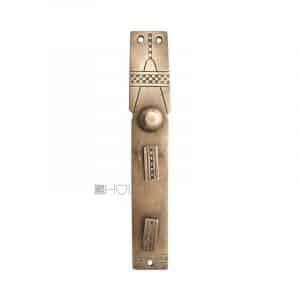 Jugendstil Langschild antik Doppelschloss alt Avantgarde Zahnreihe Messing 43 mm 118