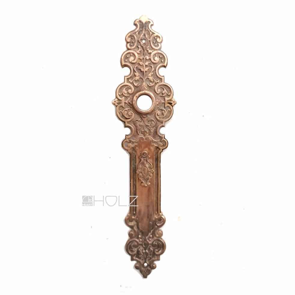 Gründerzeit Langschild antik Messing Tür alt Türdrücker 16.5 mm 68