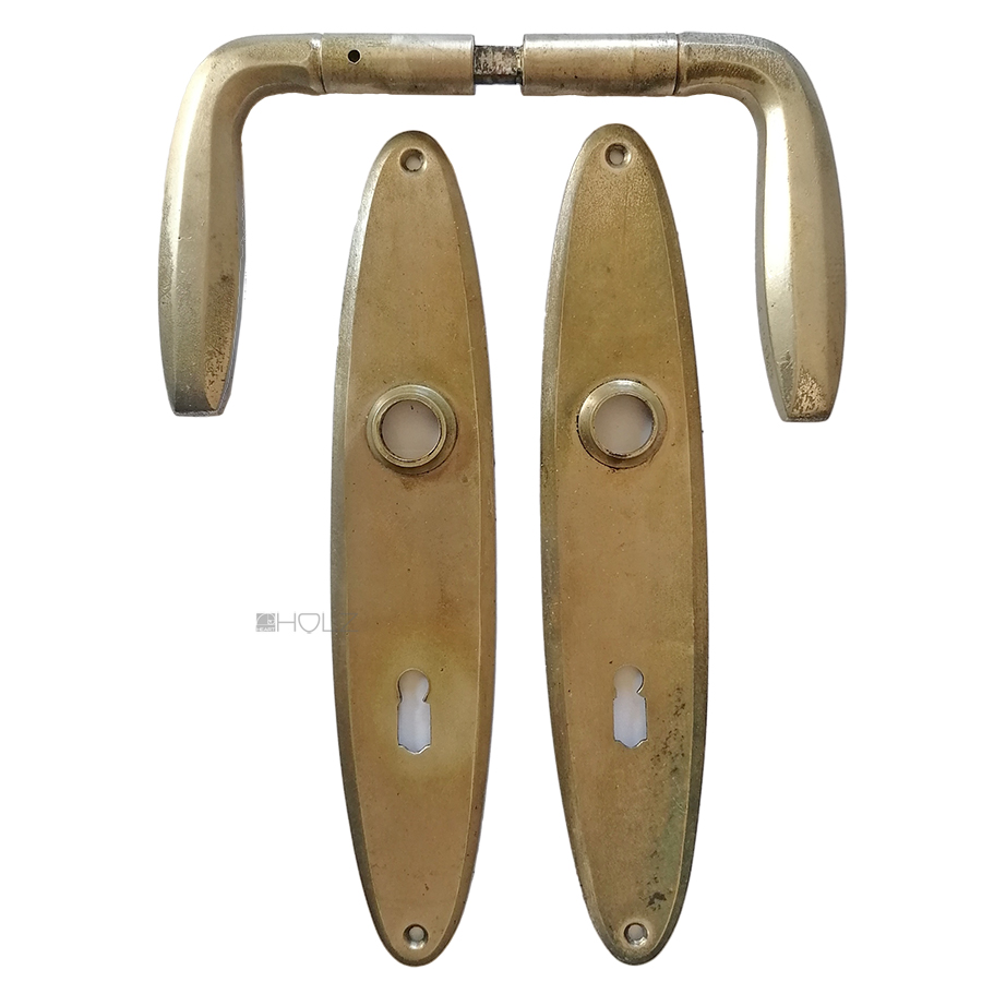 Tür Drückergarnitur 1920er alt Art Deco vernickelt oval 47x236mm 72mm 8er Vk