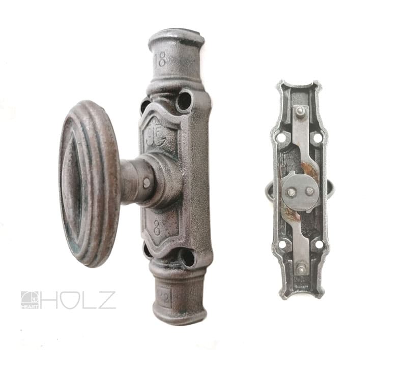 Basquille antik Fenstergriff Bascule Frankreich alt Fensterolive Eisen 18 mm Basquille antik Fenstergriff Bascule Frankreich alt Fensterolive Eisen 18 mm
