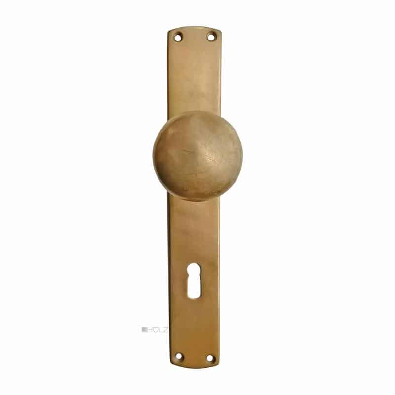 Türknauf Bauhaus Langschild Türgriff Alt Messing 1920er rund 48mm