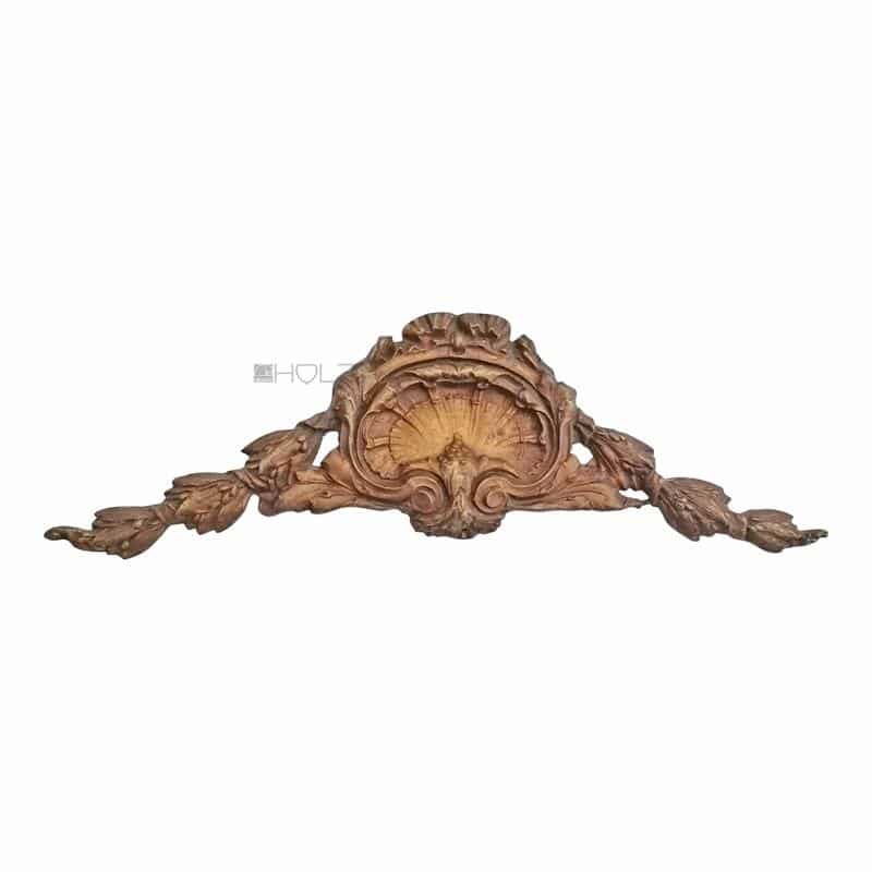 Supraporte antik Möbel alt Bronze feuervergoldet Patina Muschel Lorbeer 37cm