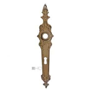 Langschild antik Messing Gründerzeit alt Türdrücker Türklinke 16.2 mm 72
