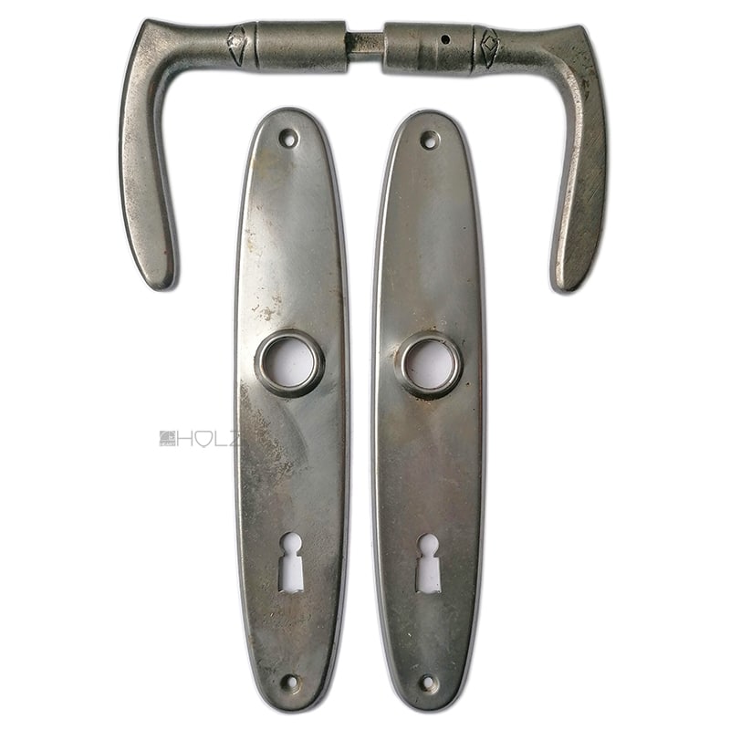 Drückergarnitur 1920er Eisen oval Türdrücker 72mm 8er Vk Drückergarnitur 1920er Eisen oval Türdrücker 72mm 8er Vk