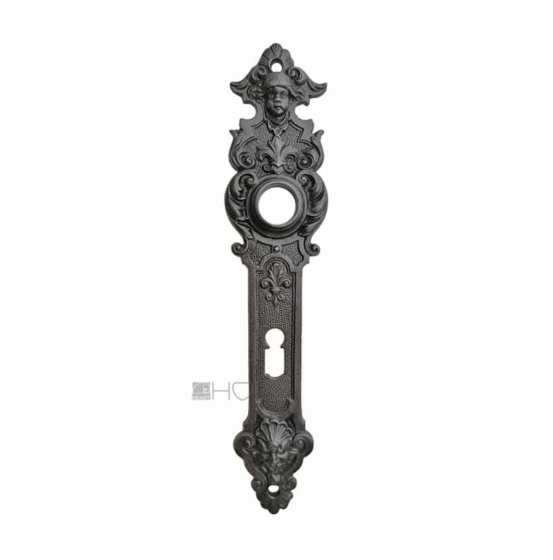 Langschild antik Eisen Engel Teufel alt Türdrücker 19.8 mm 72 Langschild antik Eisen Engel Teufel alt Türdrücker 19.9 mm 72