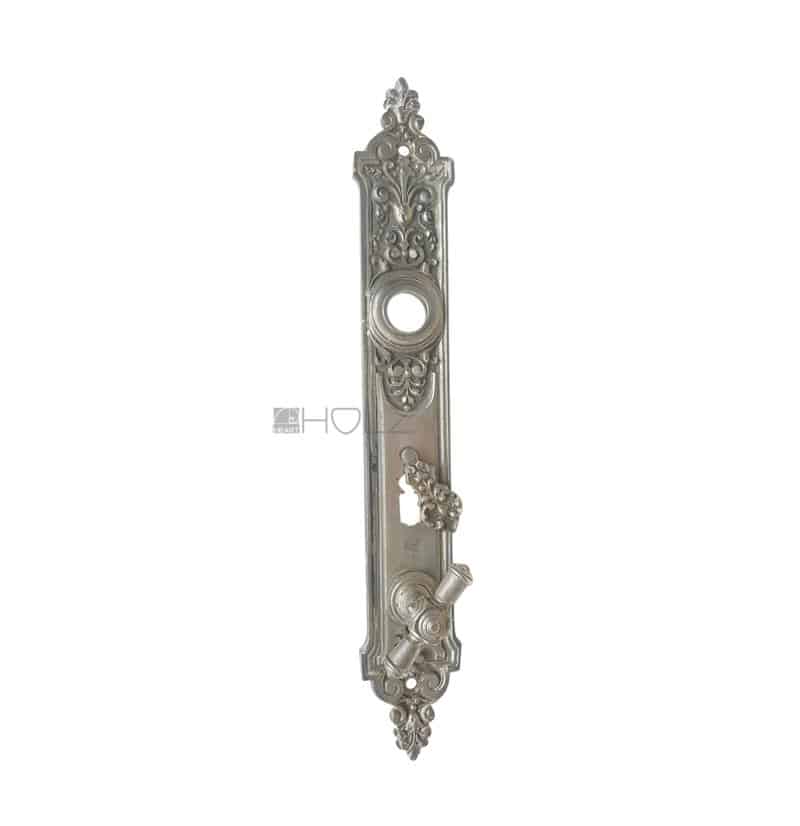 Antik Langschild alt silber Messing vernickelt Türdrücker 16.2 mm 72
