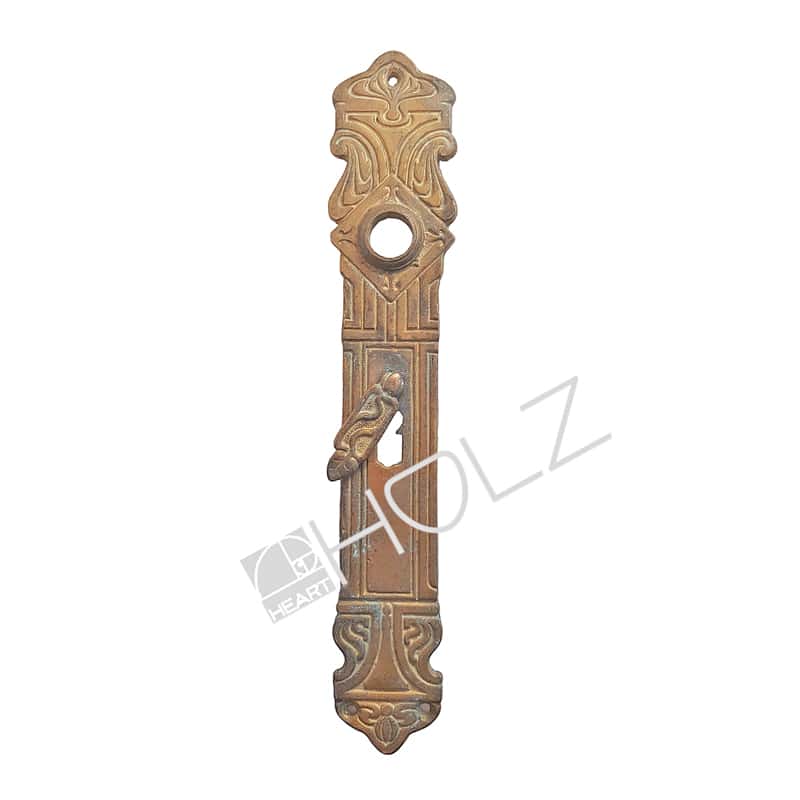 Jugendstil Drückerschild Langschild antik alt Messing schwer Art Nouveau 18 mm 70 Jugendstil Drückerschild Langschild antik alt Messing schwer Art Nouveau 18 mm 70