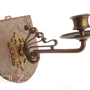 Kerzenhalter antik Jugendstil Messing alt mit Holzplatte
