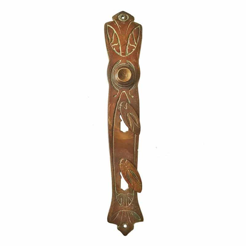 Langschild Jugendstil Doppelschloss alt Messing Tür antik 48mm 112