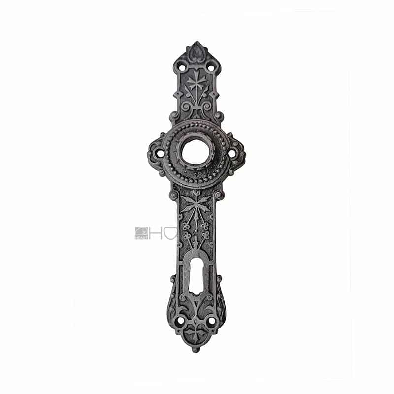 Gründerzeit Türbeschlag Langschild antik Türdrücker Türklinke Perle alt 19.6 mm 78