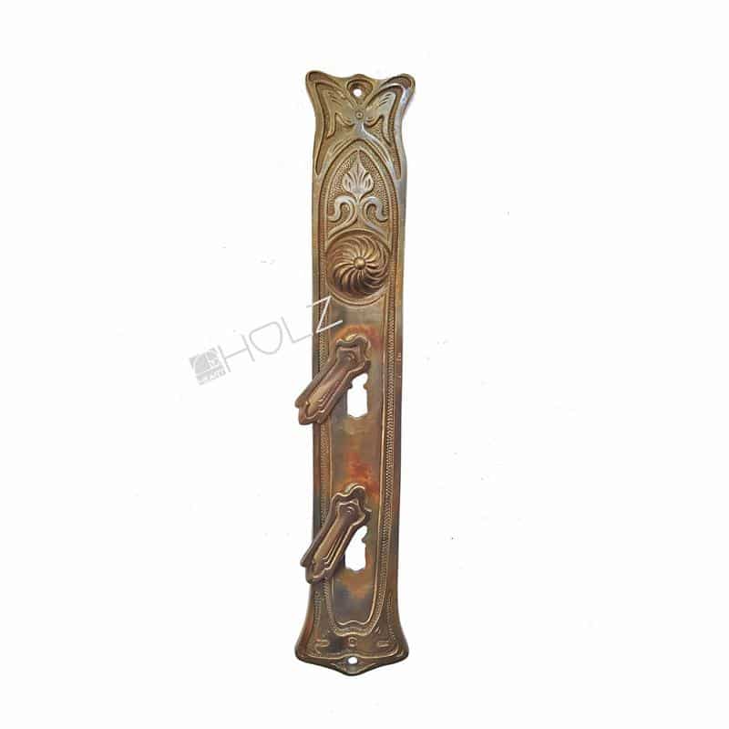 Jugendstil Doppelschloss Langschild antik alt mit Blende 46 mm 115