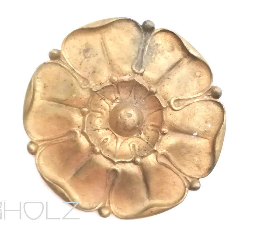 Bronze Raffhalter Rosette antik feuervergoldet Seerose alt 10cm