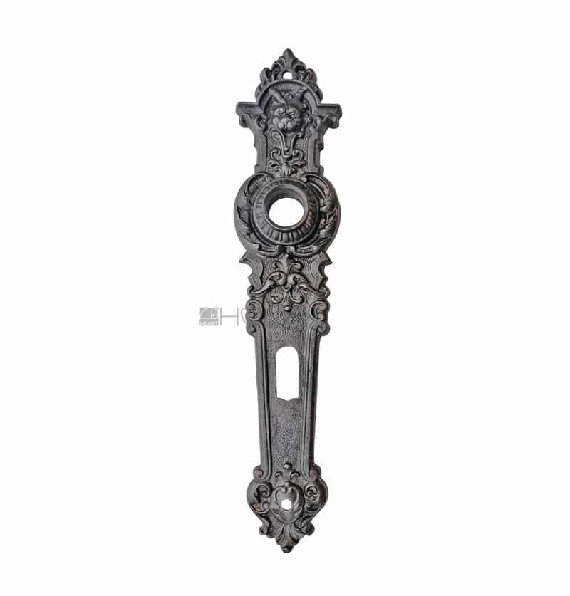 Drückerschild antik Langschild Eisen Neo Barock Türdrücker alt 17.8 mm 72