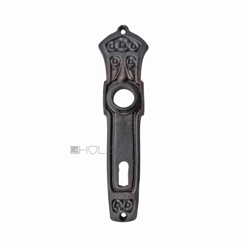 Jugendstil Langschild antik Eisen Türdrücker Türklinke alt 19 mm 64