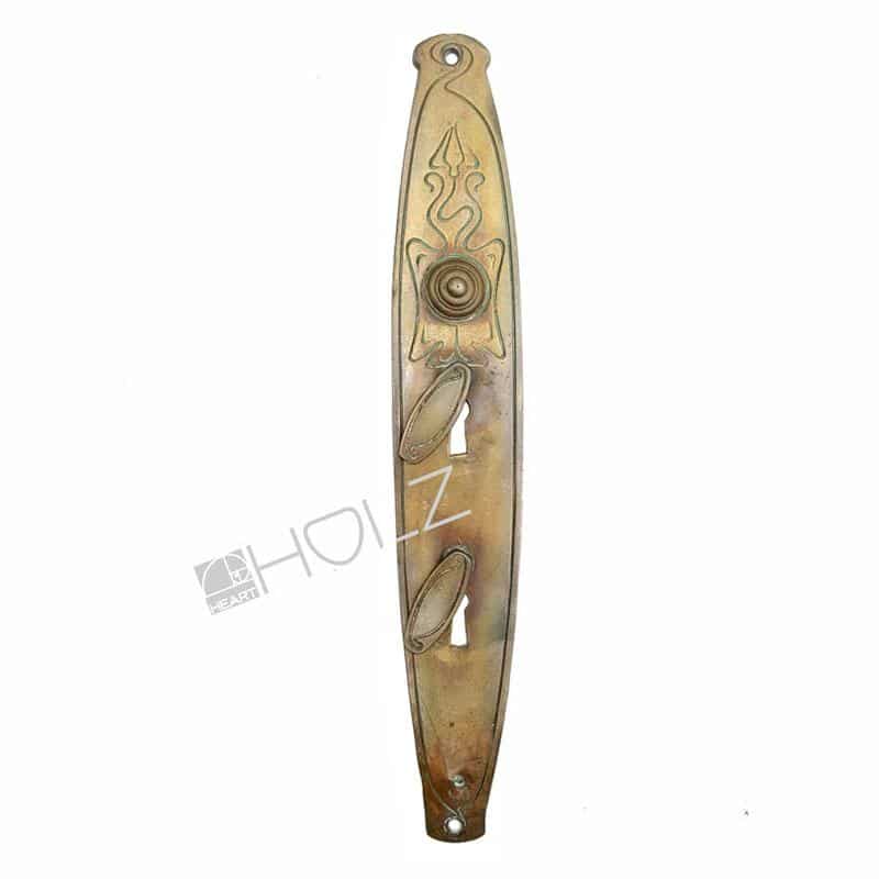 Jugendstil Langschild Doppelschloss antik alt Messing 44mm 120