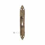 Jugendstil Doppelschloss Langschild antik Drückerblende alt Messing 50 mm 124