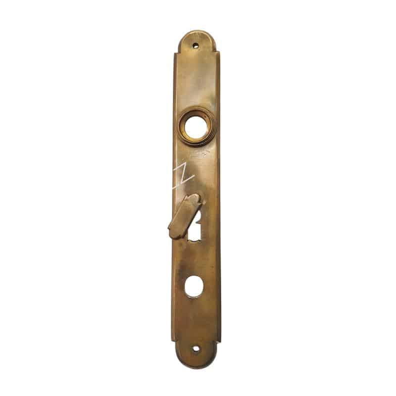 Antik Langschild alt Messing Nachtriegel Türdrücker 17mm 68