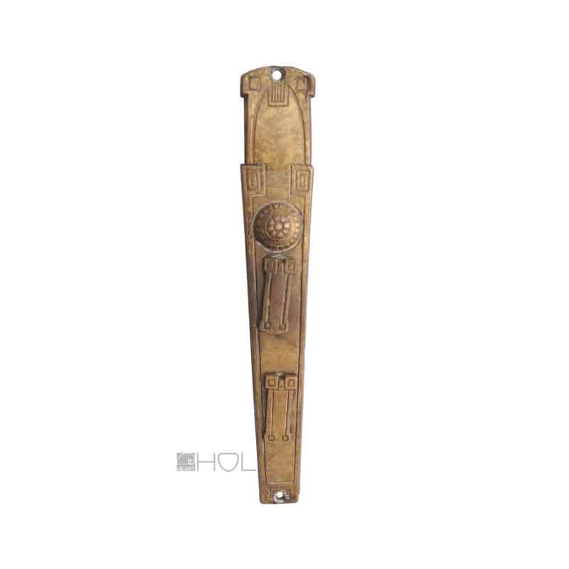 Avantgarde Langschild antik Jugendstil Doppelschloss alt Messing 40 mm 112