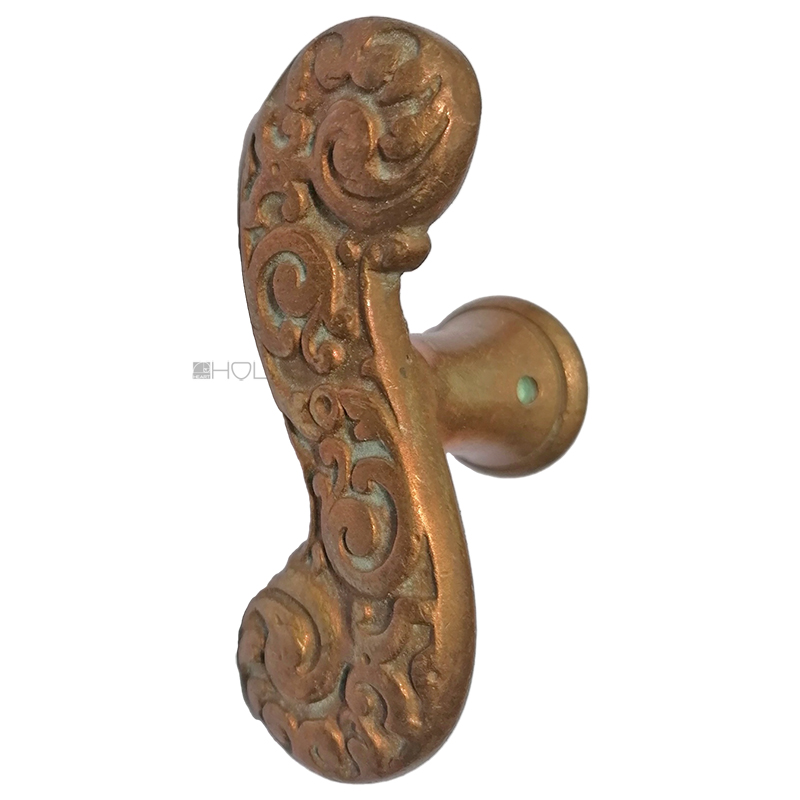 Jugendstil Fensterolive antik Messing Fenstergriff Volute alt 82mm