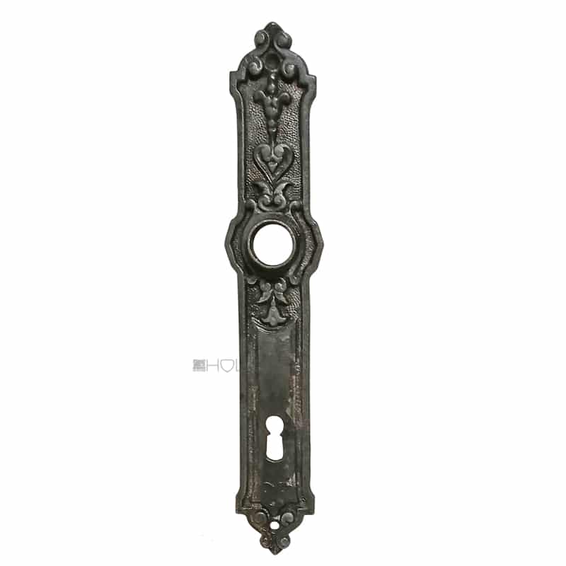 Langschild antik Lilie Gründerzeit alt Türdrücker 19.2 mm 87