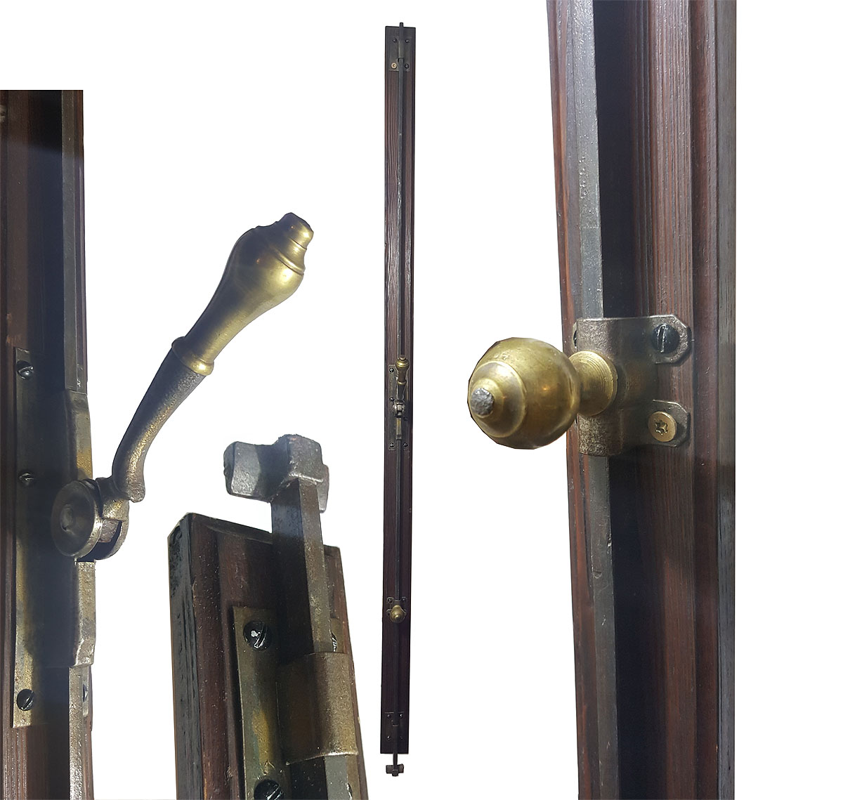 Basküle Schubstangen Verriegelung Fenstergriff antik alt 128 cm