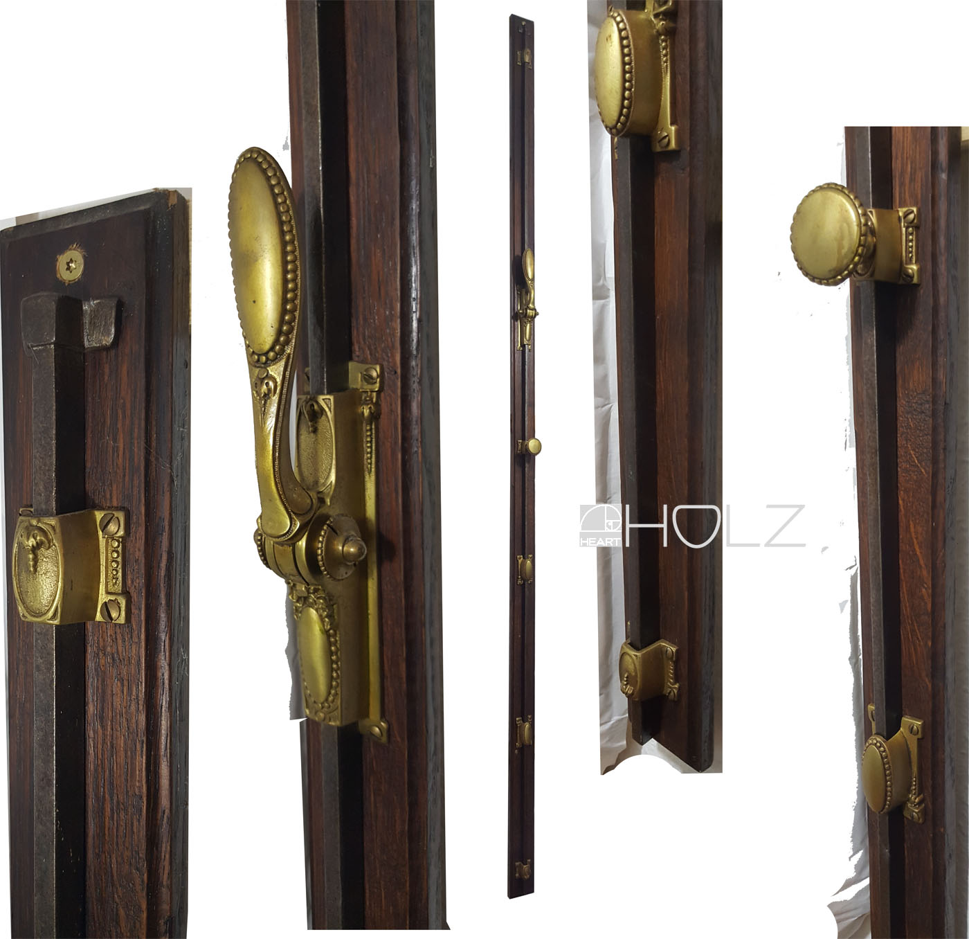 Jugendstil Basküle Fenstergriff antik mit Einreiber alt Stange 197 cm