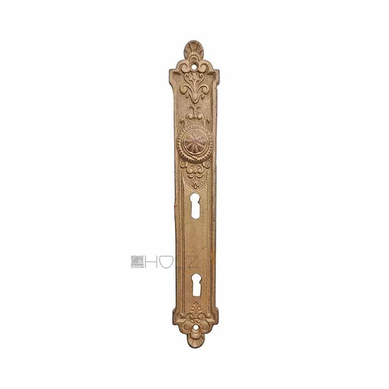 Langschild Doppelschloss antik Eisen Drückerblende alt Gründerzeit 48 mm 125 Langschild Doppelschloss antik Eisen Drückerblende alt Gründerzeit 48 mm 125