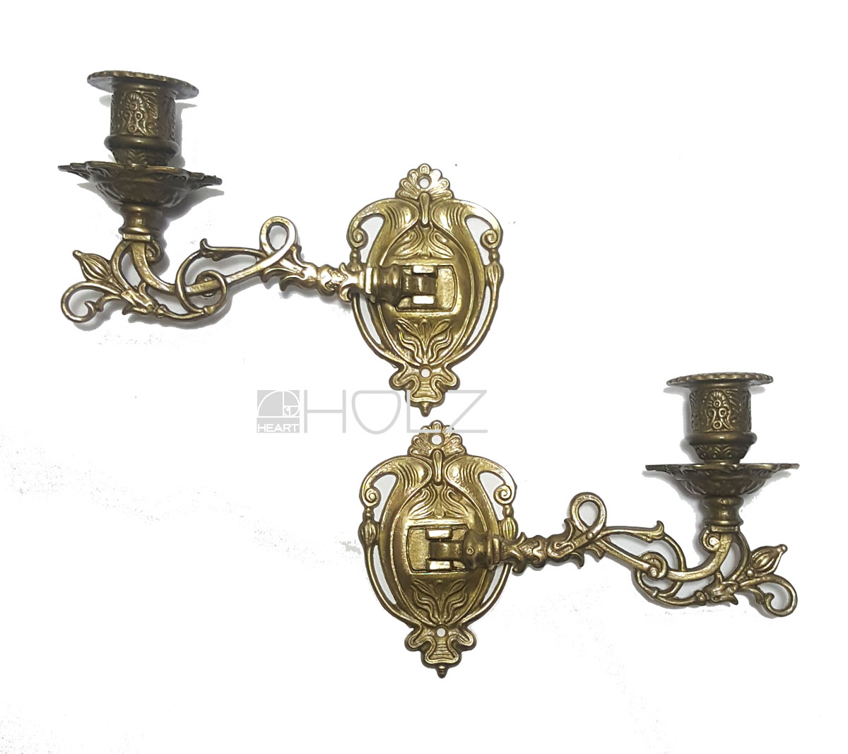 Klavier Kerzenhalter antik Jugendstil Paar Leuchter alt Messing Wandhalter