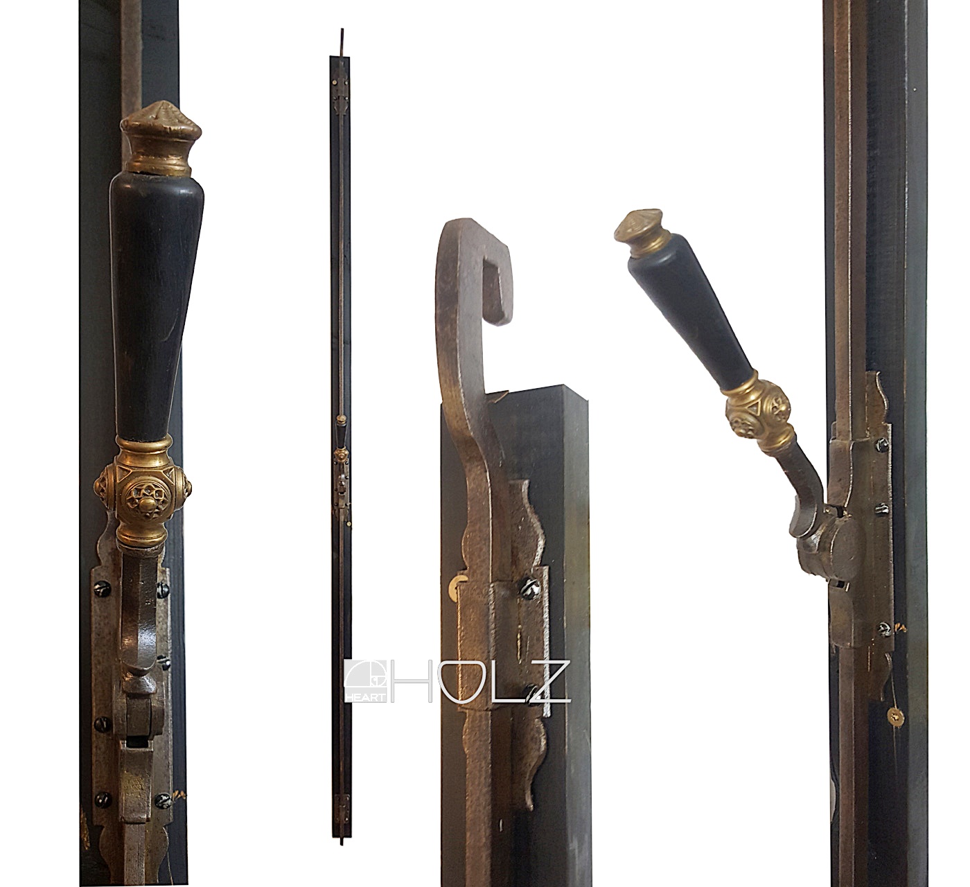 Fenster Fanghaken Basküle antik Eisen Messing Verriegelung 172 cm Fenster Fanghaken Basküle antik Eisen Messing Verriegelung 172 cm