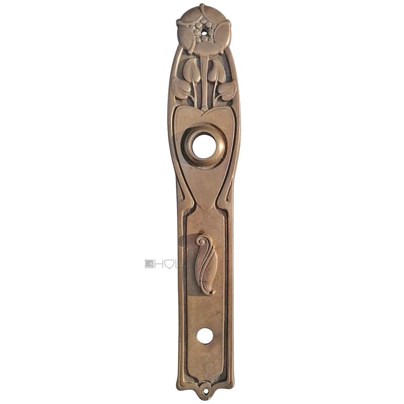 Langschild Jugendstil floral alt Nachtriegel Türdrücker 17.3mm 78