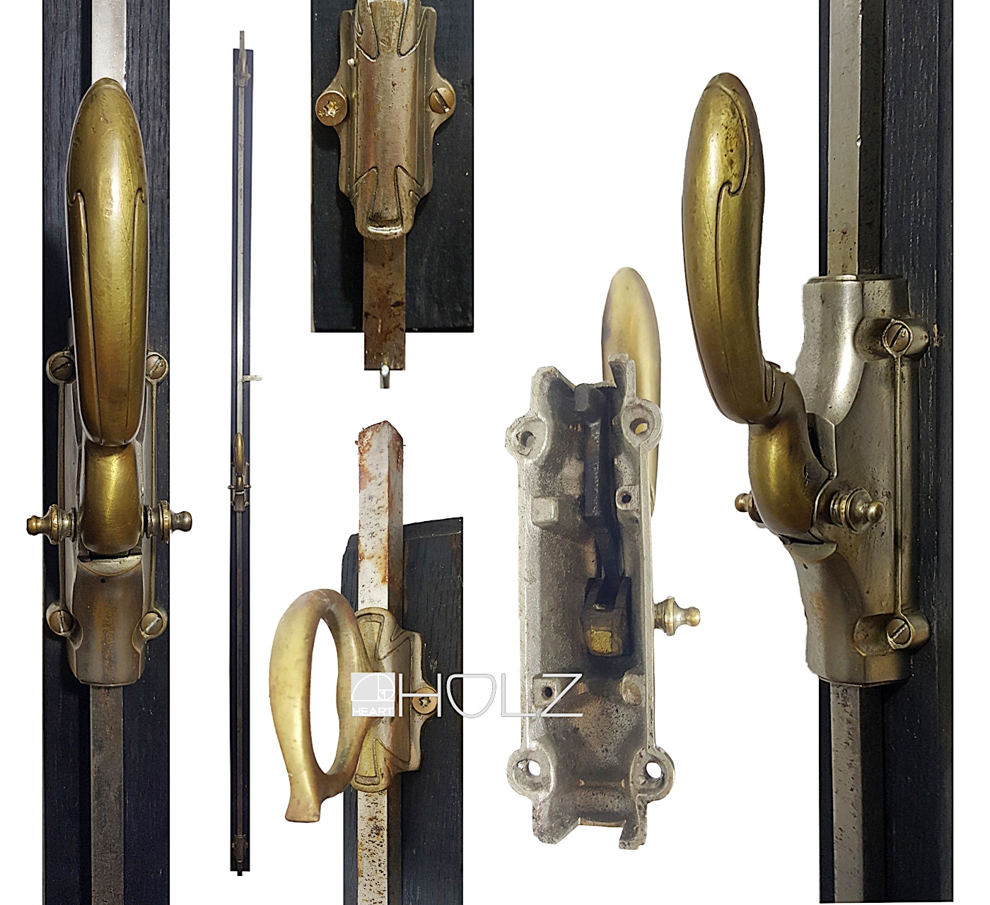 Fenster Basküle Jugendstil antik Chrom Messing Fenster Verriegelung 179 cm