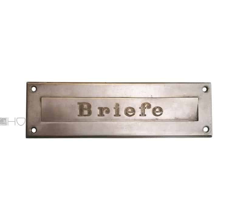 Briefklappe antik Messing vernickelt Briefschlitz alt Briefeinwurf 1920er