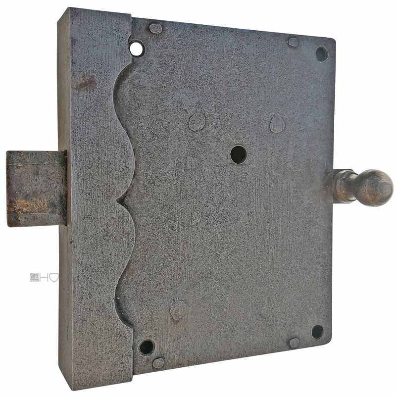 Großes Tür Kastenschloss Zugriegel beidseitig alt antik 132x154mm