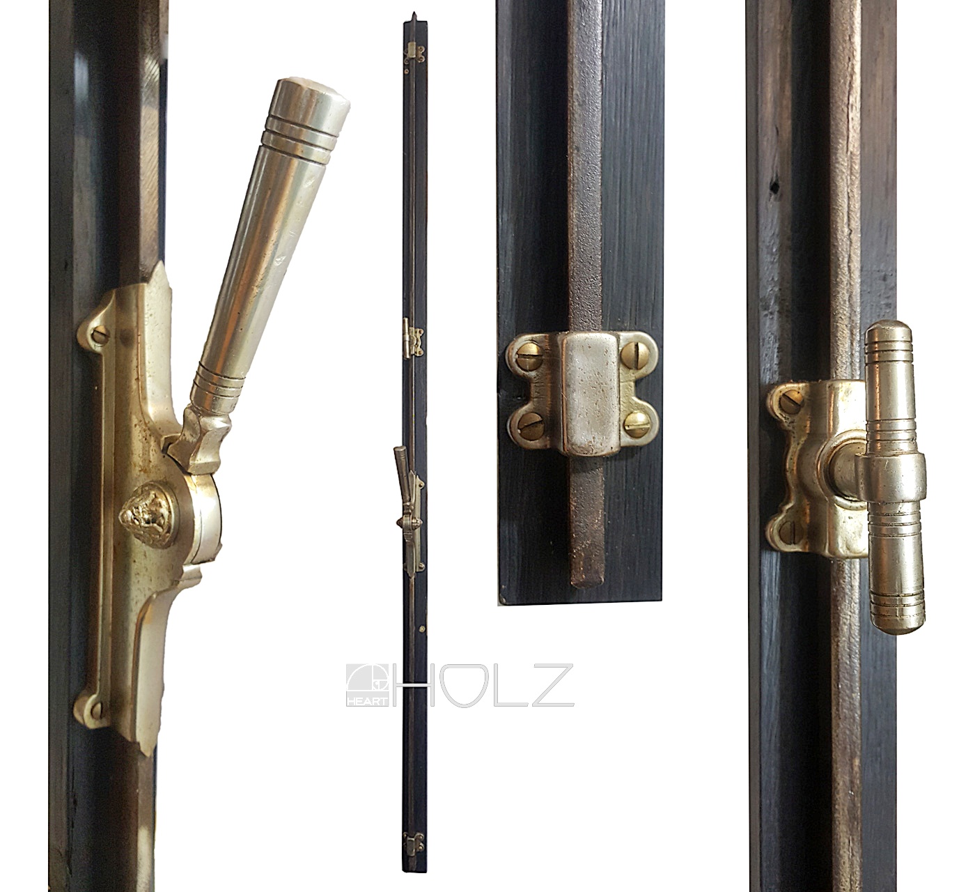 Jugendstil Fenster Basküle antik Messing vernickelt alt 140 cm