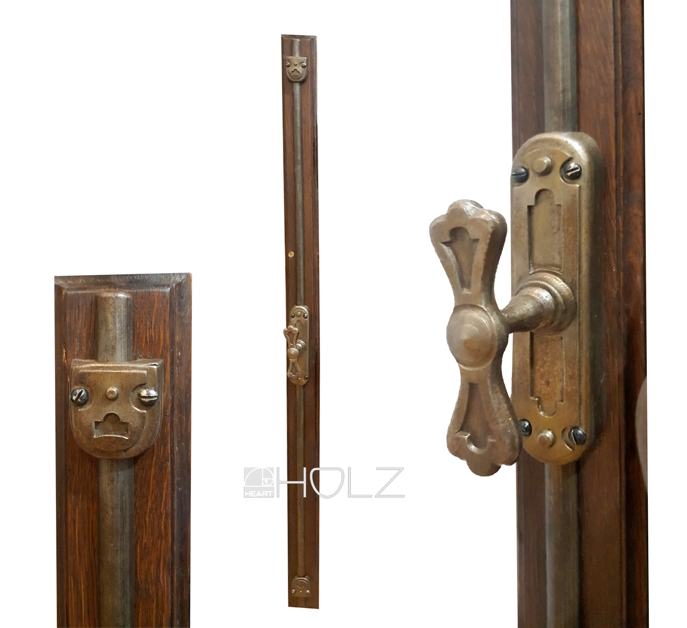 Fenster Basküle Art Deco Fliege Fenstergriff Zunge links 98cm