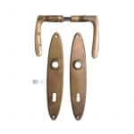 Türdrücker Garnitur Bauhaus 1920er Türklinken Messing oval alt 78 mm 8er Vk