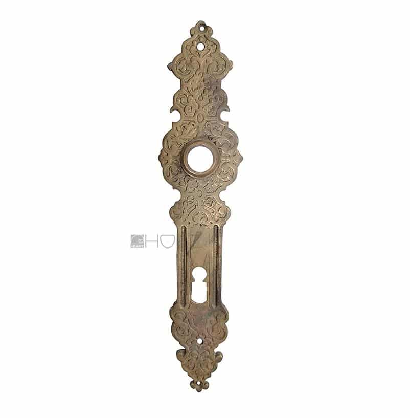 Langschild antik Gründerzeit Messing Türdrücker 19 mm 92