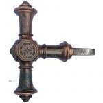 Fensterolive antik Fenstergriff Würfel Kreuzblume alt 86mm