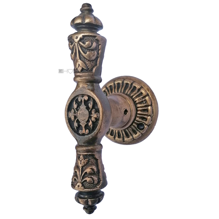 Türknauf antik Türgriff alt Fenstergriff prächtig mit Rosette 104mm