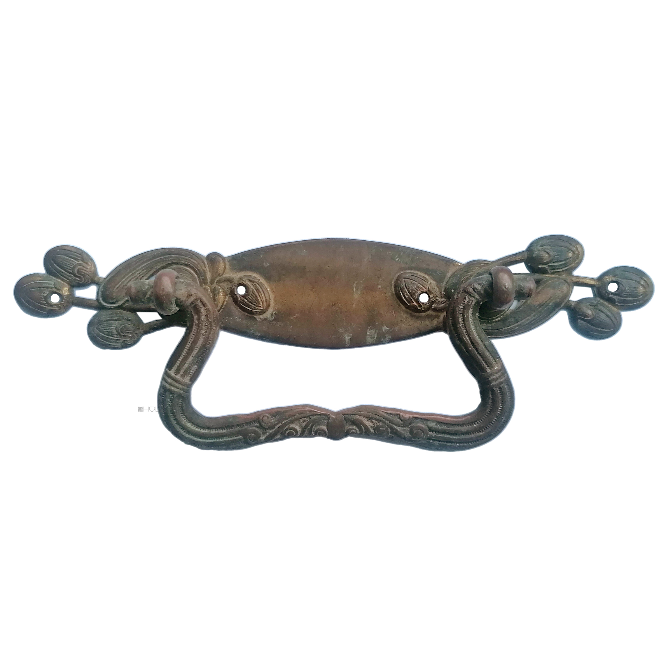 Prächtig großer Schubladengriff Jugendstil floral Kommode alt 15cm