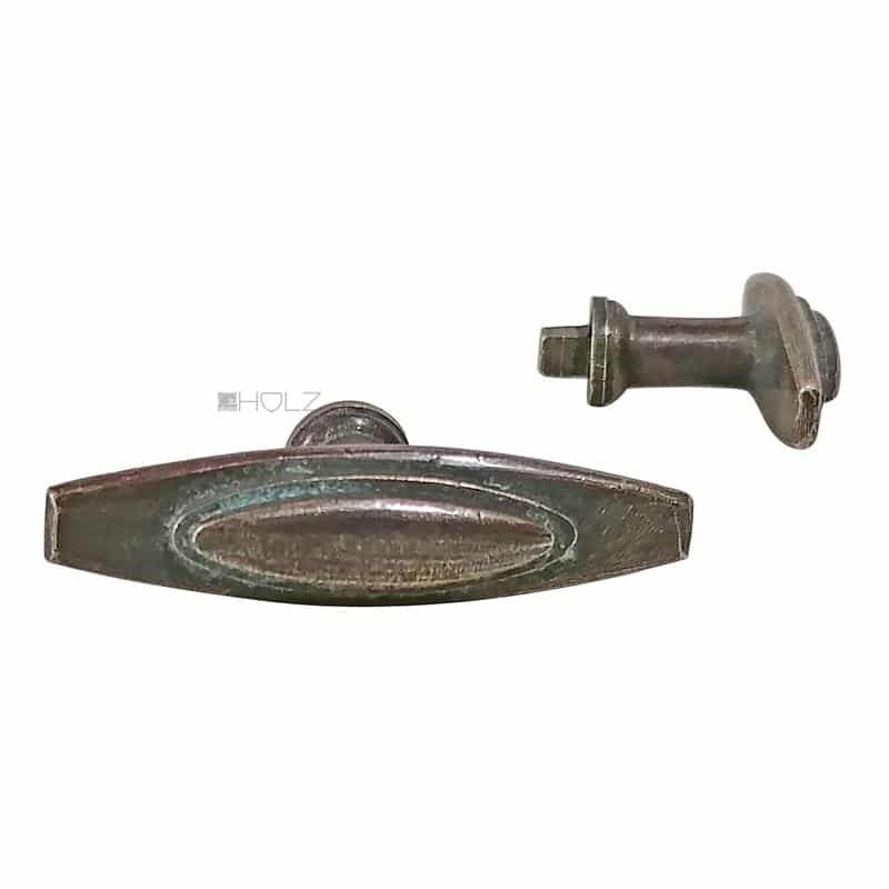 Möbelknauf Jugendstil Messing Griff alt Schubladengriff 61mm