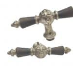 Antik Fensterolive Horn Messing Kugel vernickelt silber alt Fenstergriff