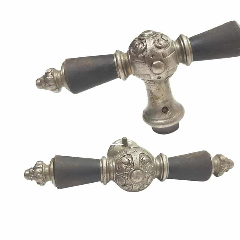 Antik Fensterolive Horn Messing Kugel vernickelt silber alt Fenstergriff