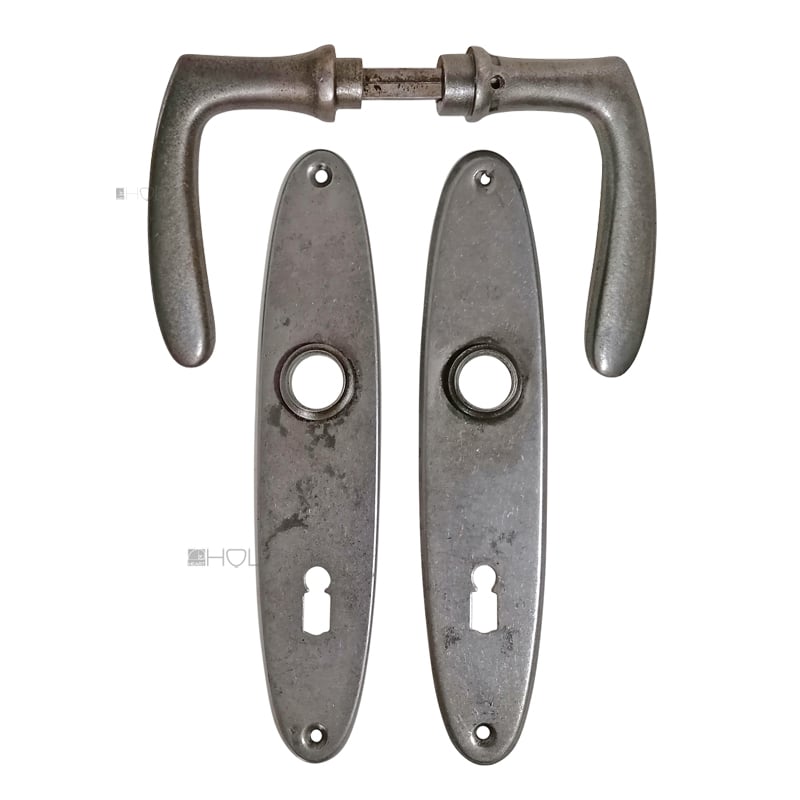 Drückergarnitur 1920er alt Eisen Türklinken oval 80mm 9er Vk