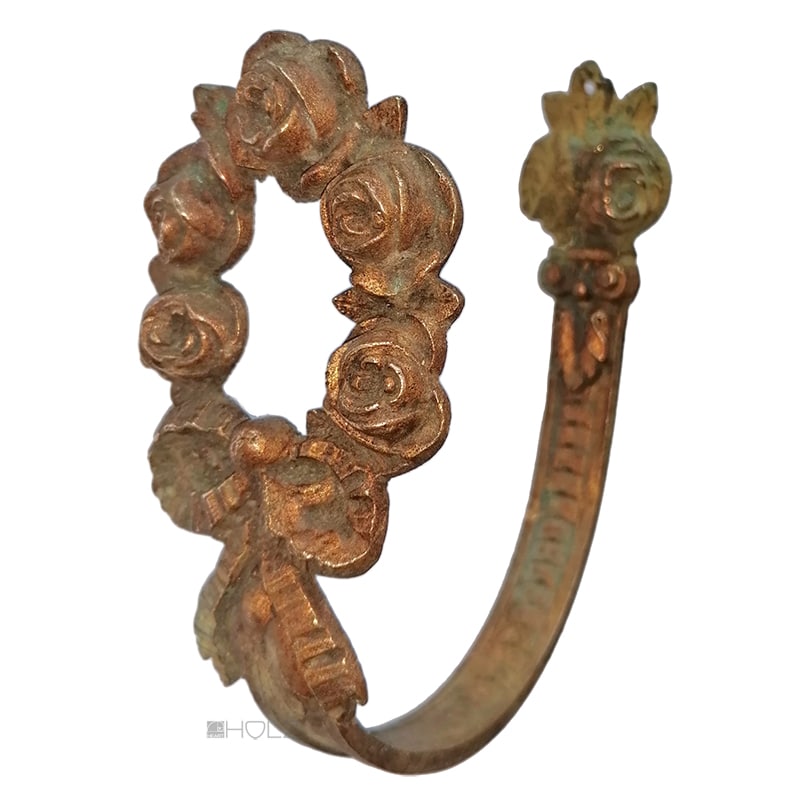 Raffhalter antik Vorhanghalter alt prächtig Bronze Rosen 14cm